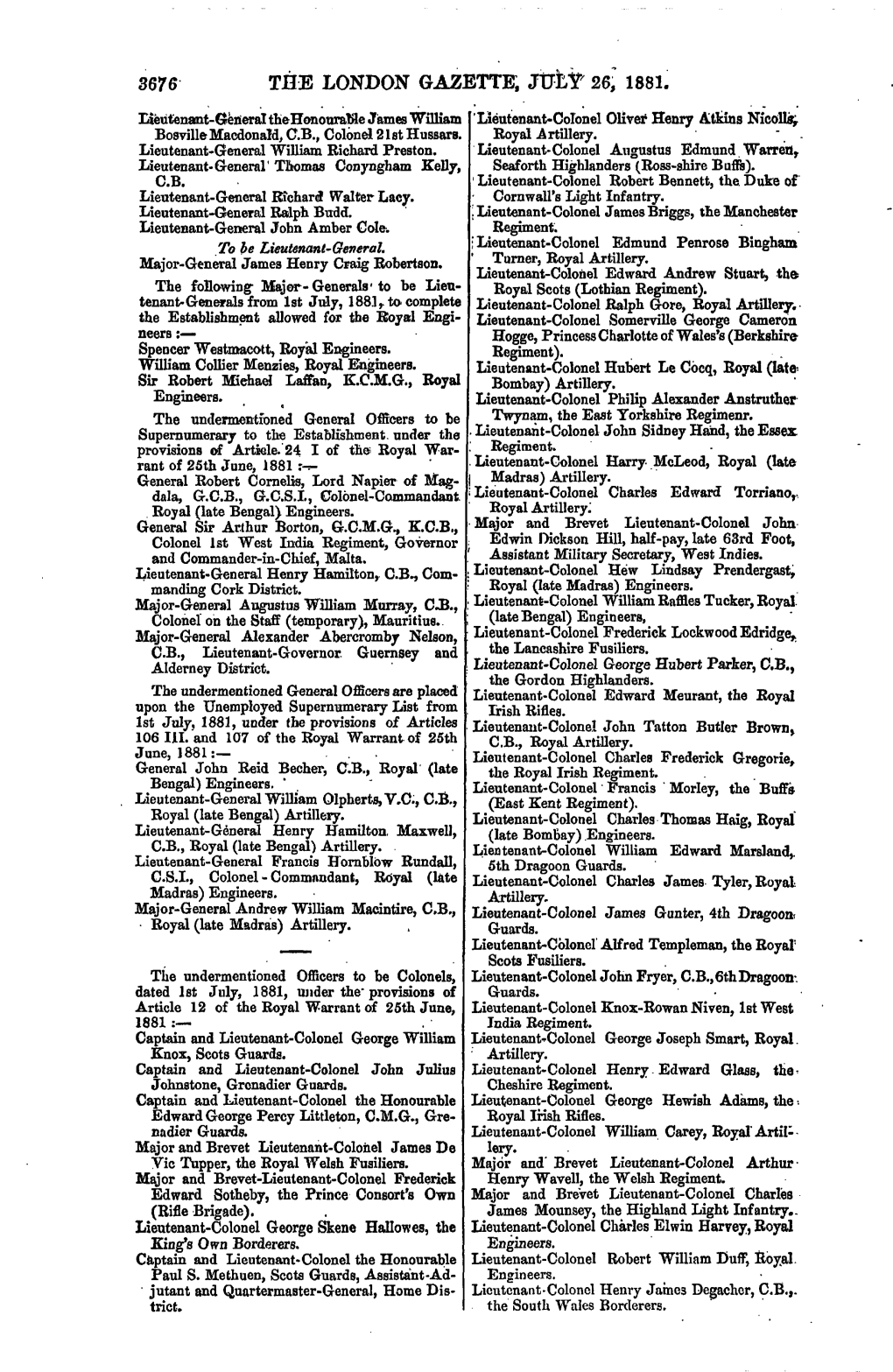 3676 Tee London Gazette, July 26' 1881
