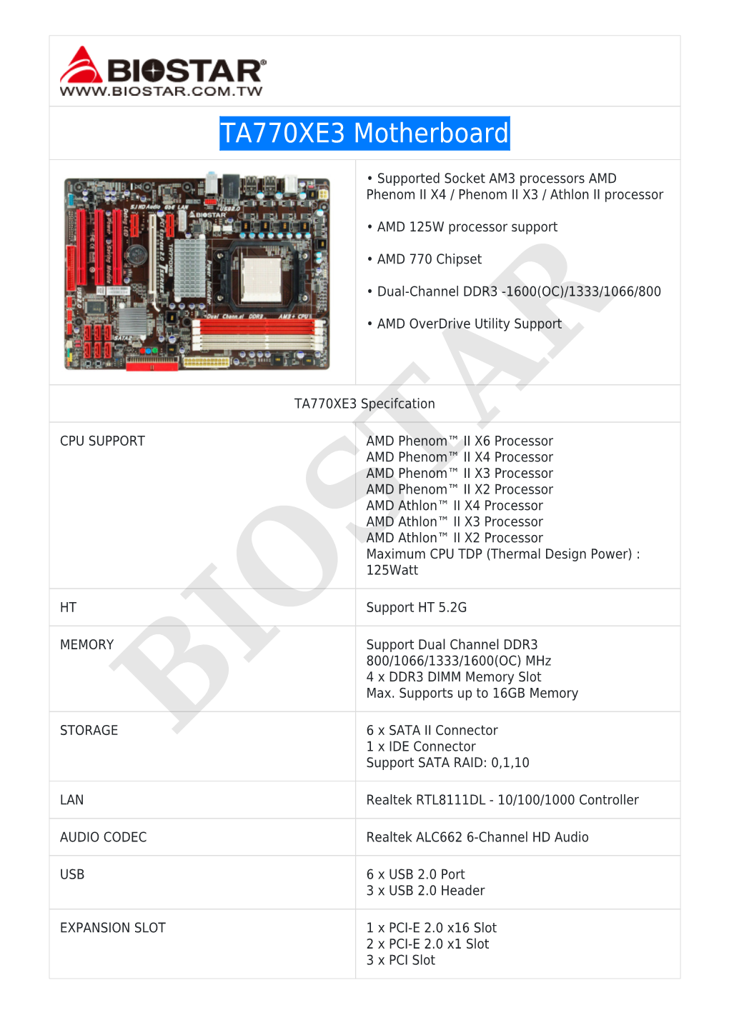 TA770XE3 Motherboard