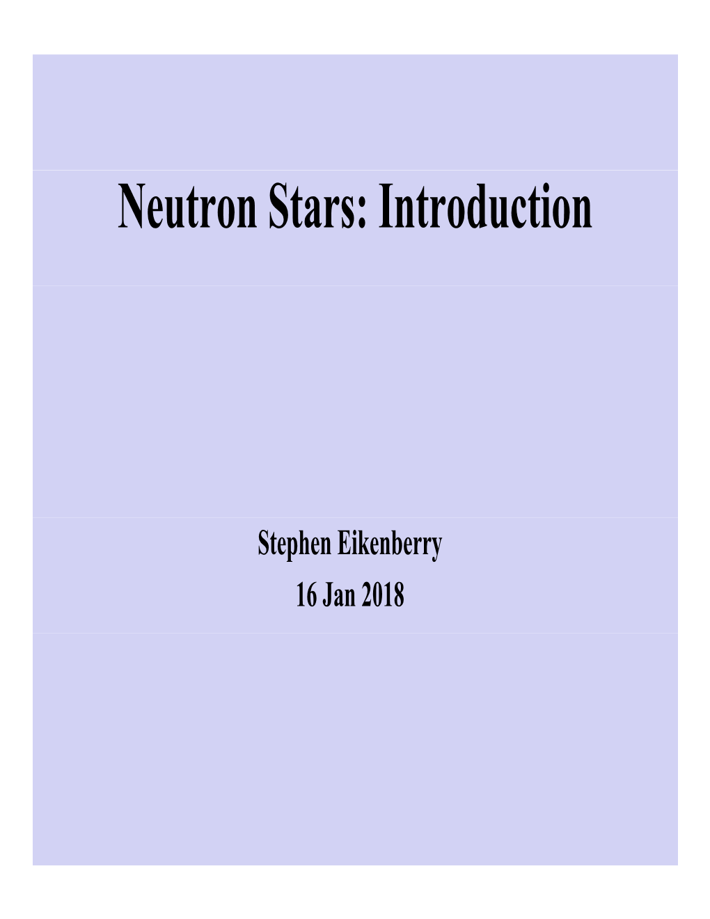 Neutron Stars: Introduction