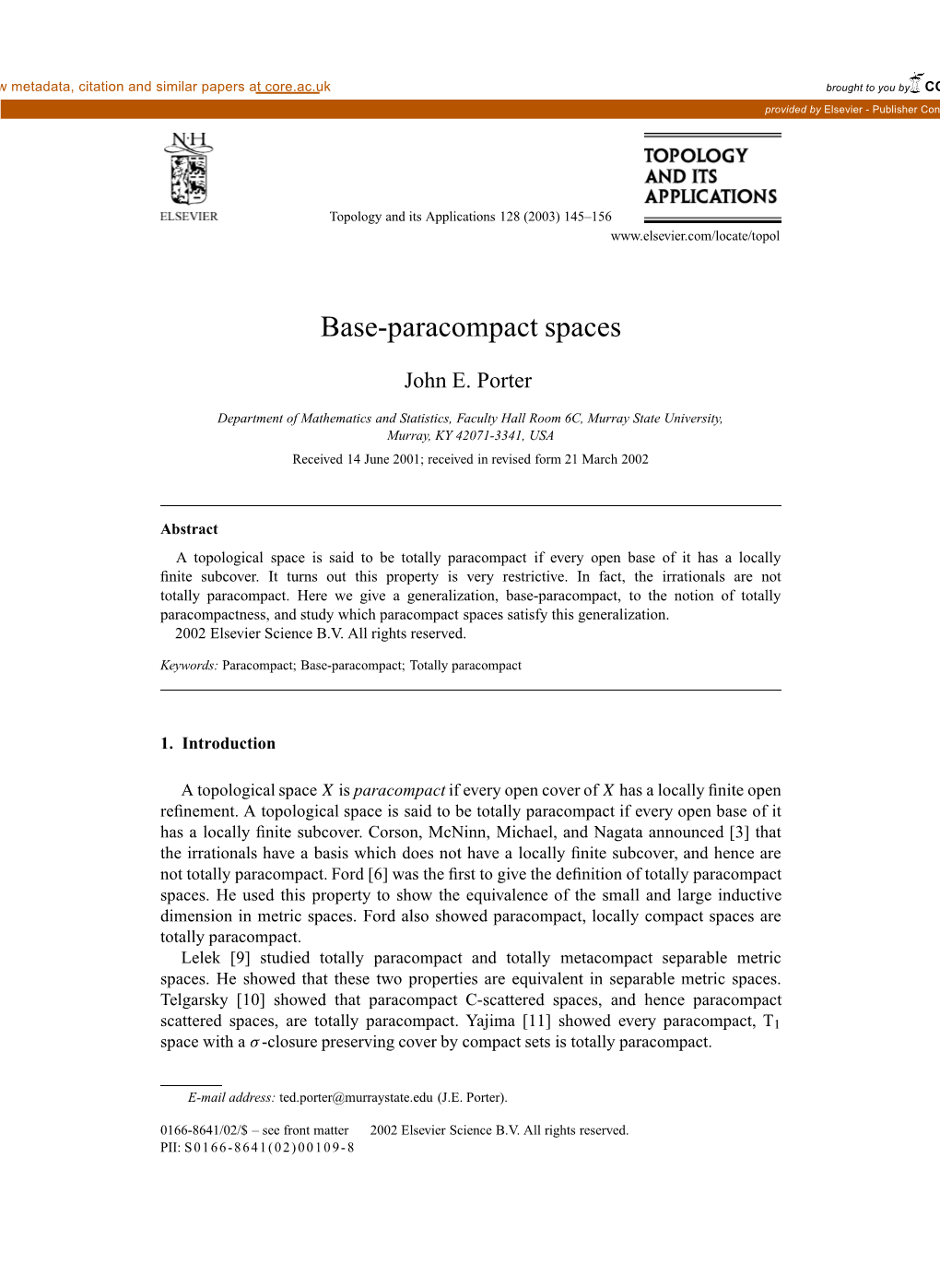 Base-Paracompact Spaces