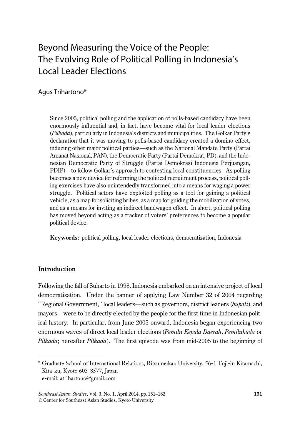 The Evolving Role of Political Polling in Indonesia's Local Leader Elections