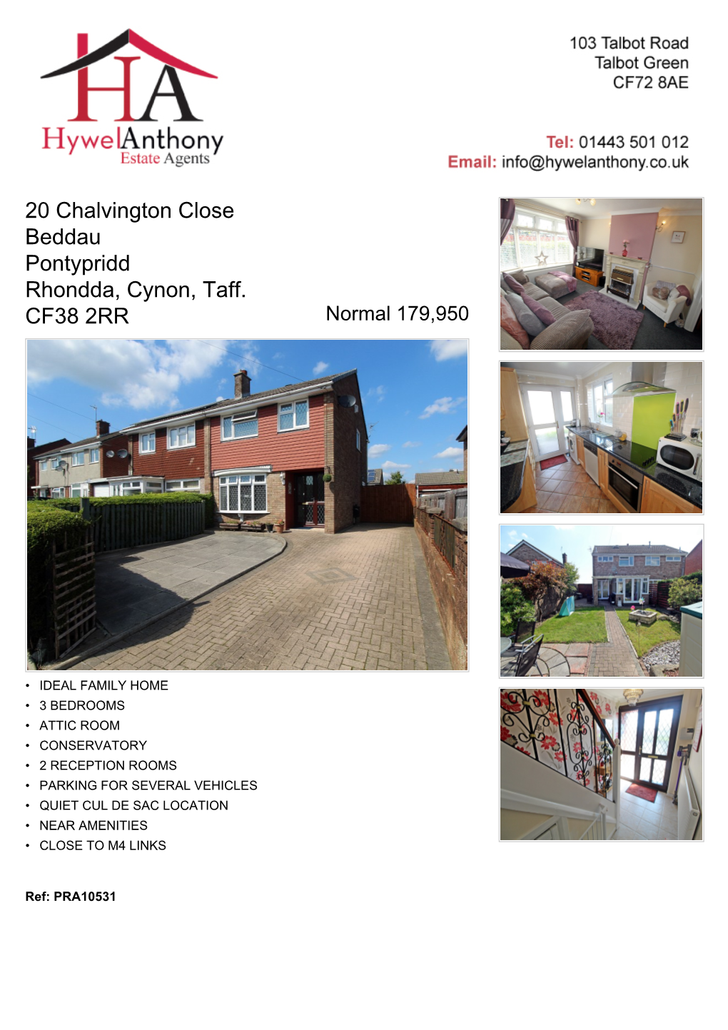 20 Chalvington Close Beddau Pontypridd Rhondda, Cynon, Taff