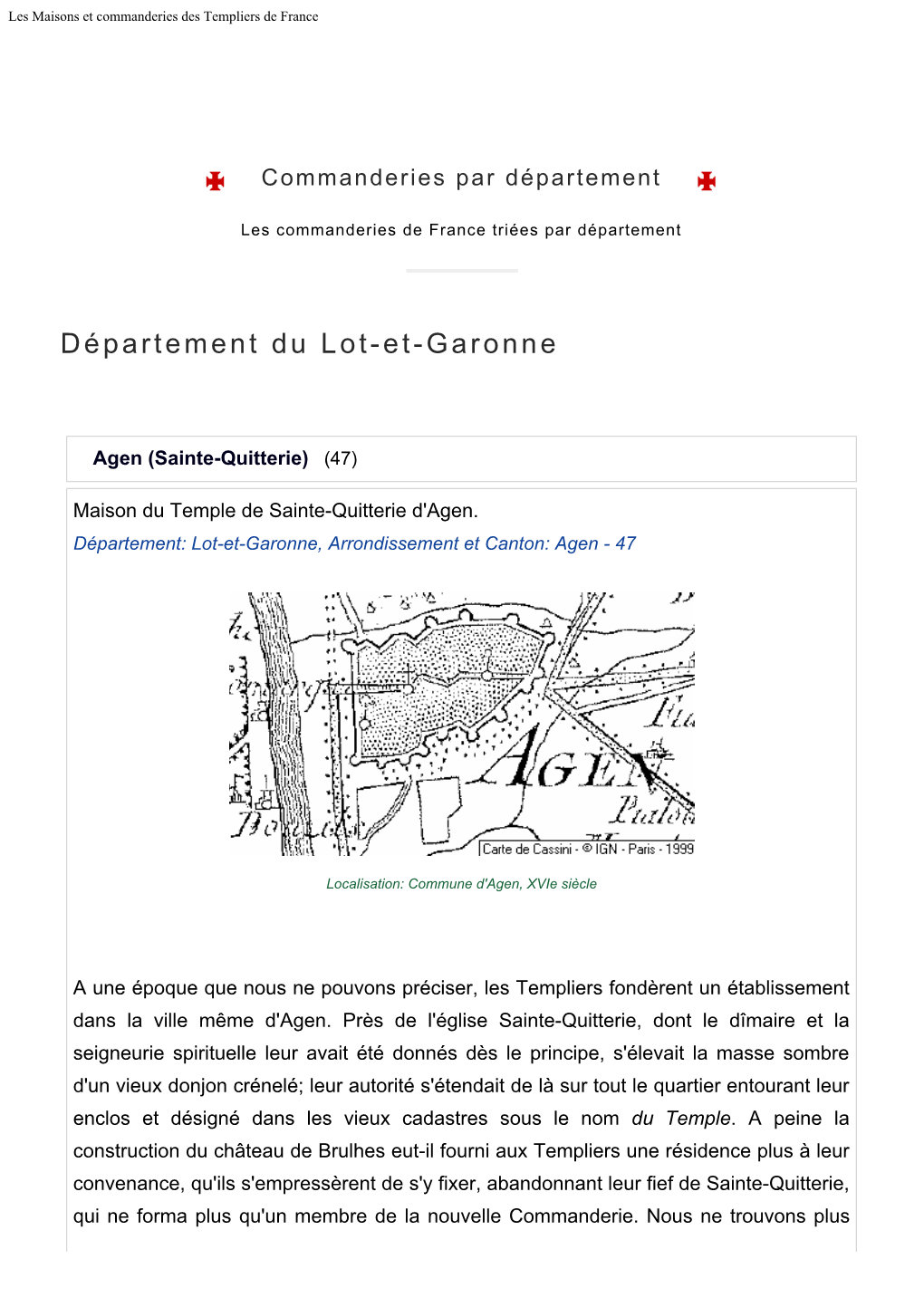 Les Maisons Et Commanderies Des Templiers De France