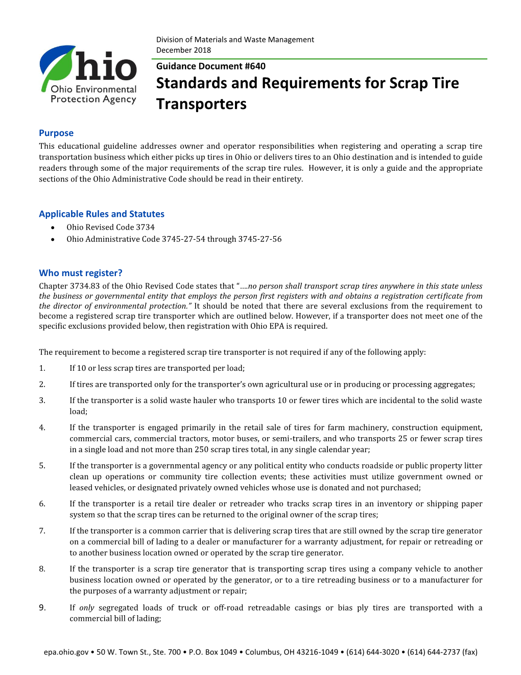 Standards and Requirements for Scrap Tire Transporters