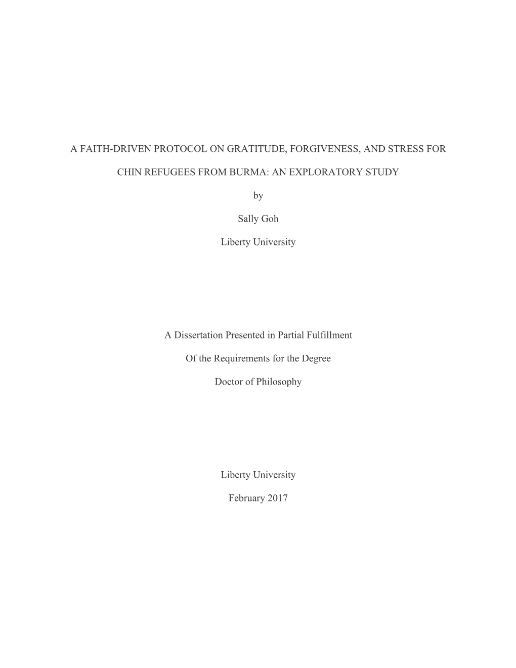 A Faith-Driven Protocol on Gratitude, Forgiveness, and Stress for Chin