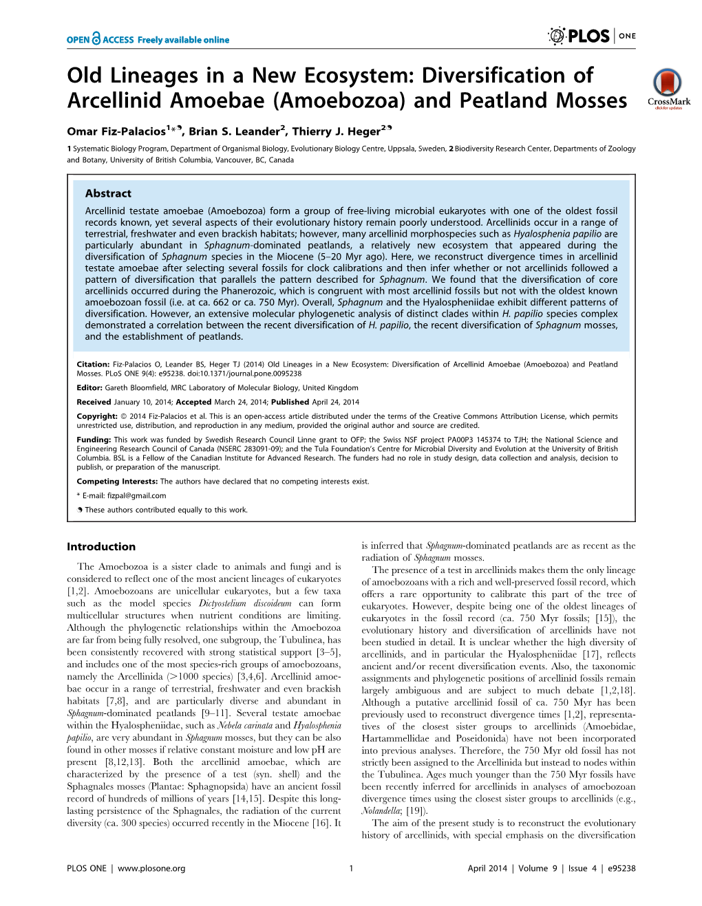 Amoebozoa) and Peatland Mosses