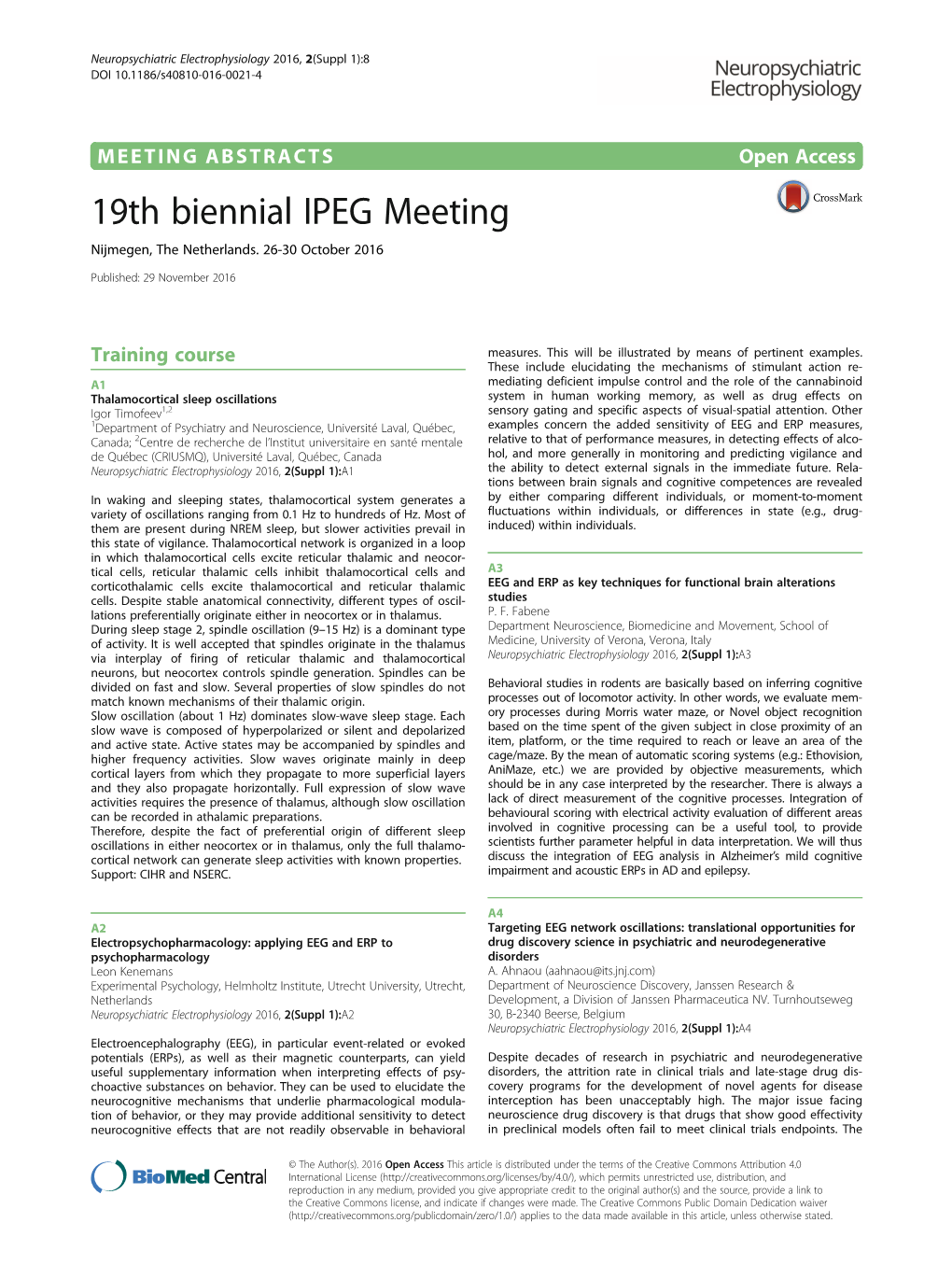 19Th Biennial IPEG Meeting Nijmegen, the Netherlands