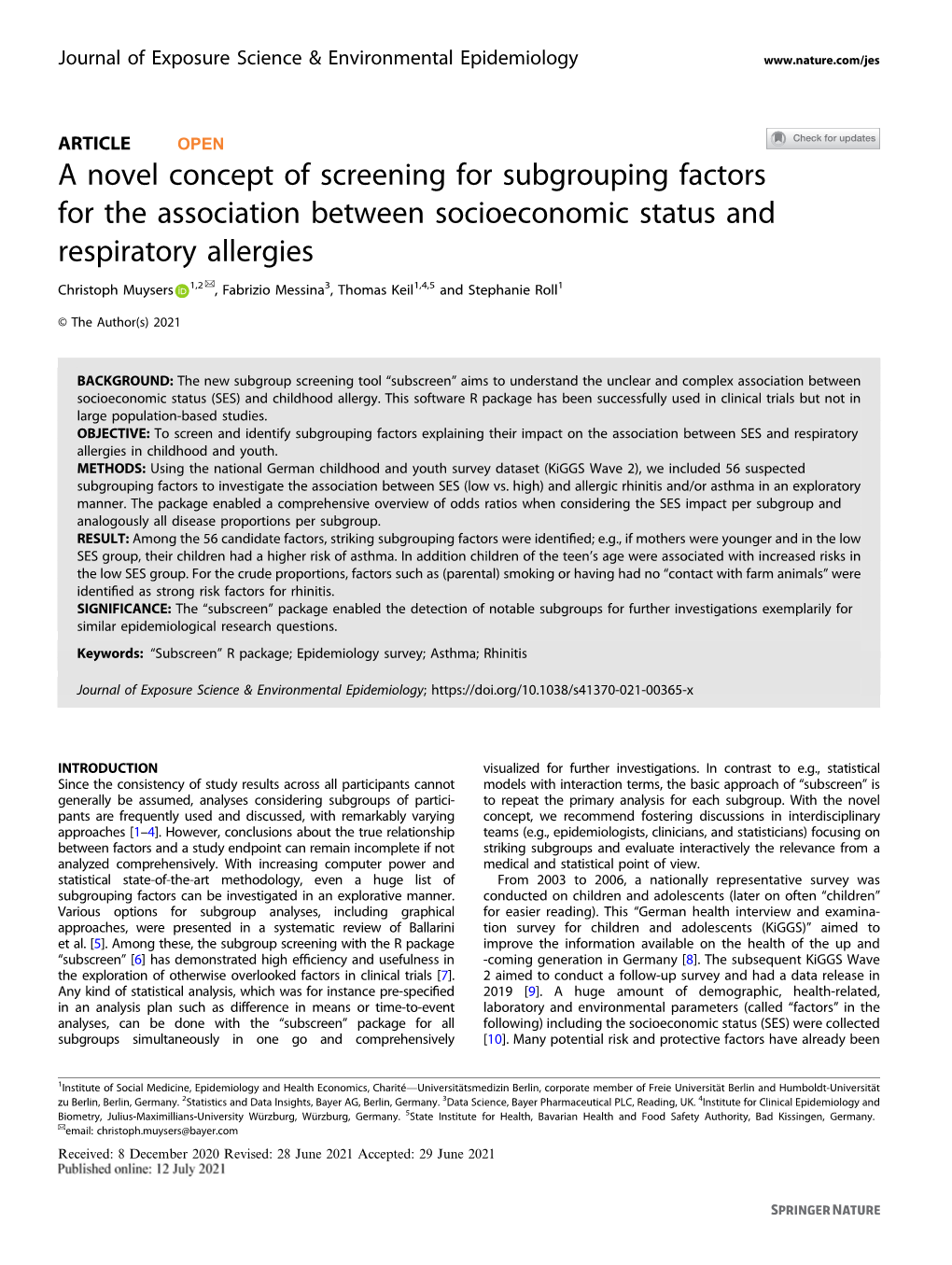 A Novel Concept of Screening for Subgrouping Factors for The