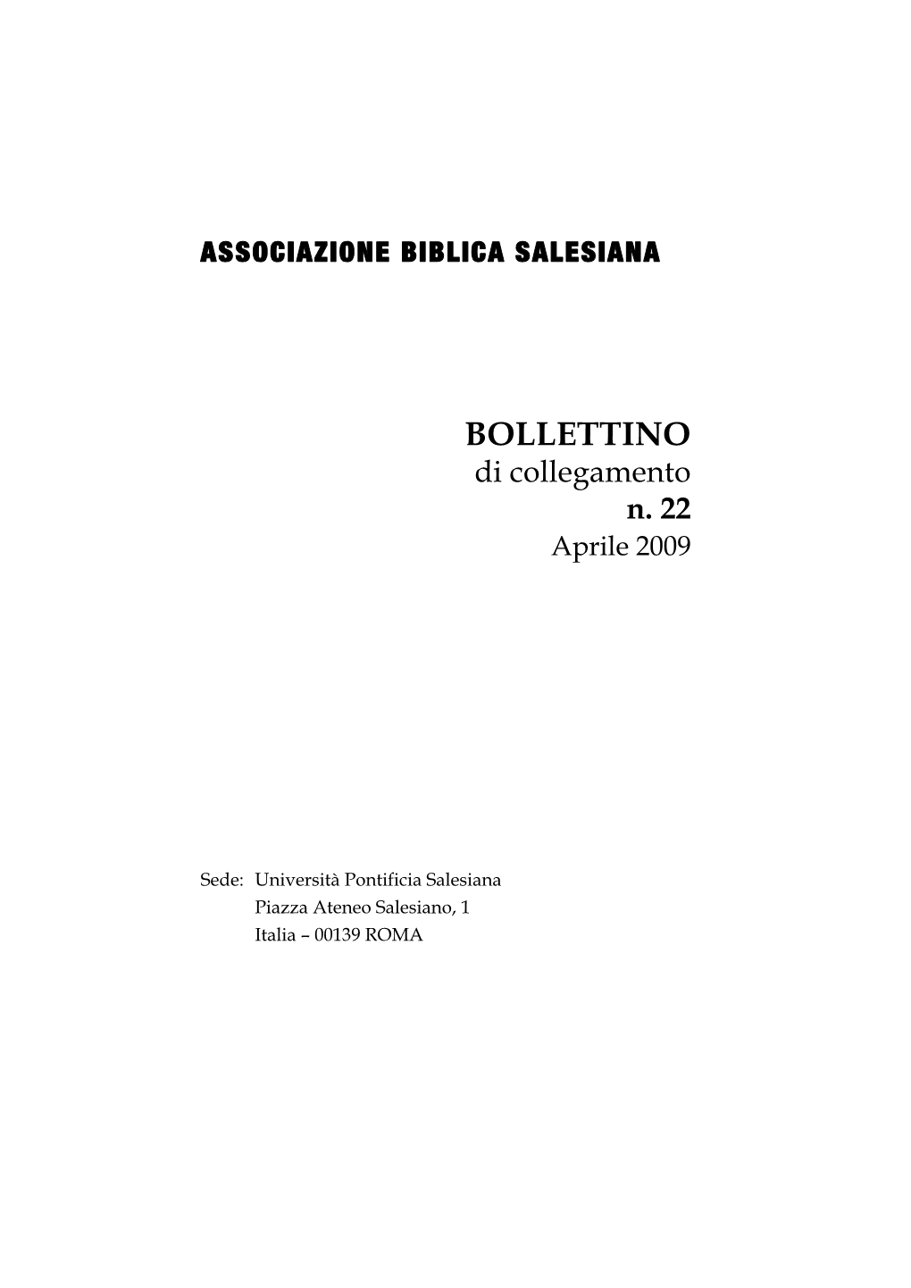 BOLLETTINO Di Collegamento N