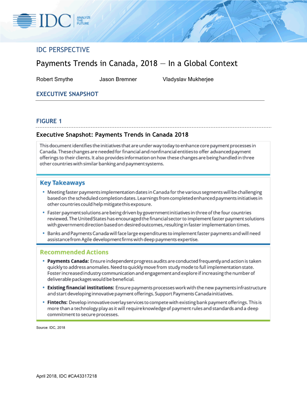 Payments Trends in Canada, 2018 — in a Global Context