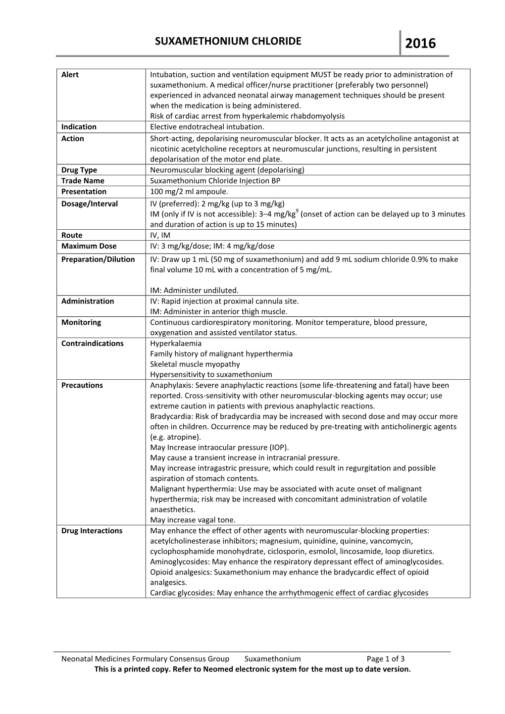 Suxamethonium Chloride 2016