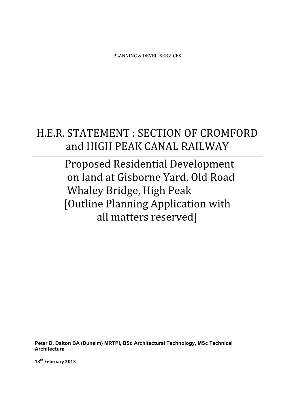 SECTION of CROMFORD and HIGH PEAK CANAL RAILWAY Proposed