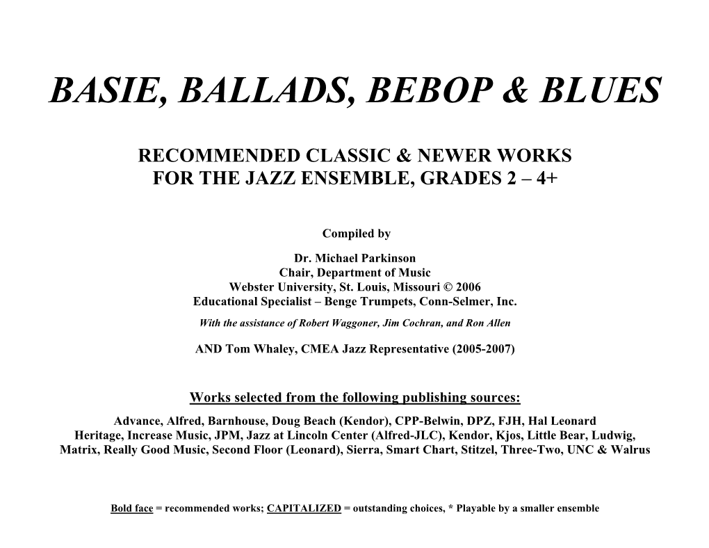 Basie, Ballads, Bebop & Blues