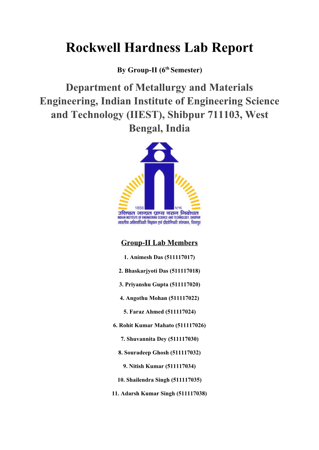 Rockwell Hardness Lab Report