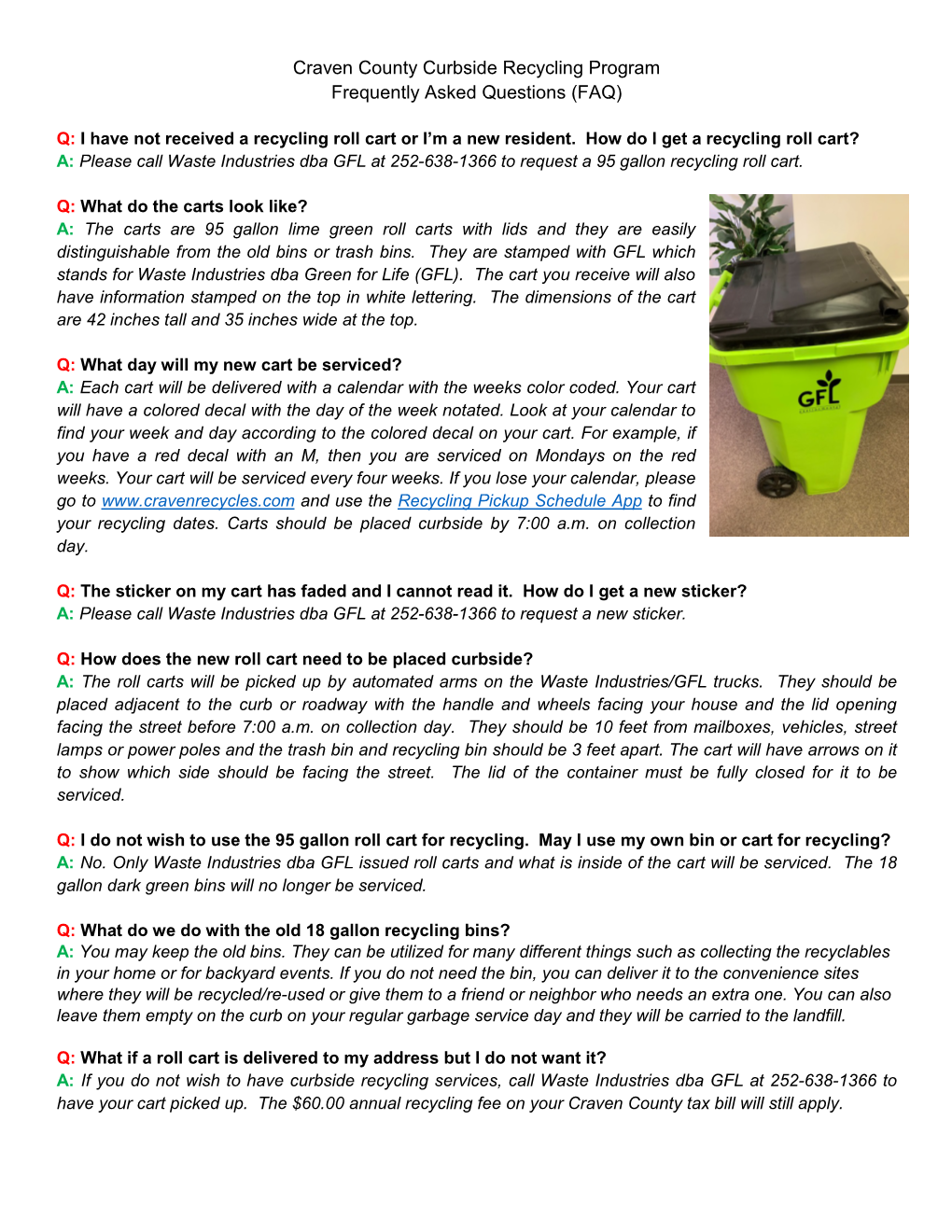 Craven Recycling-Frequently Asked Questions