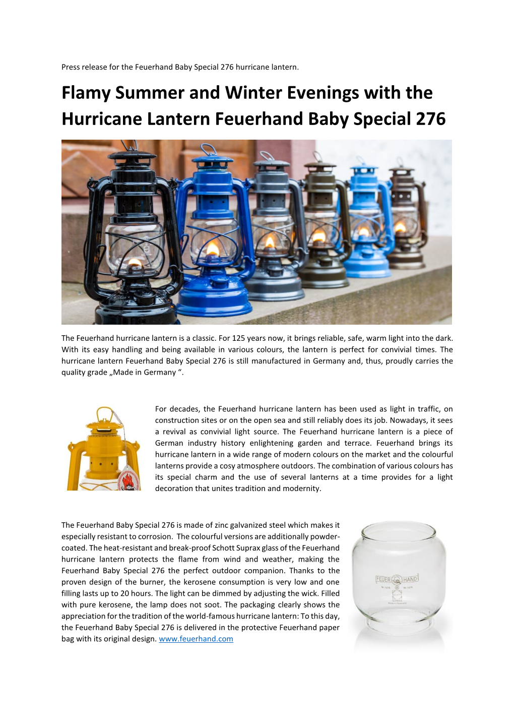 Flamy Summer and Winter Evenings with the Hurricane Lantern Feuerhand Baby Special 276