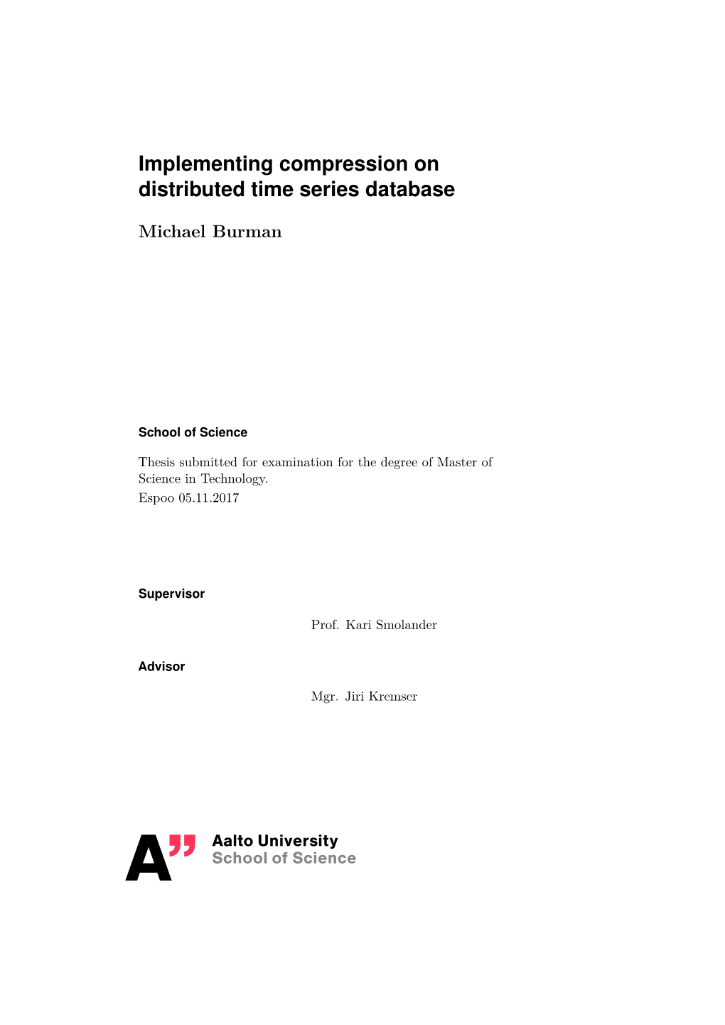 Implementing Compression on Distributed Time Series Database