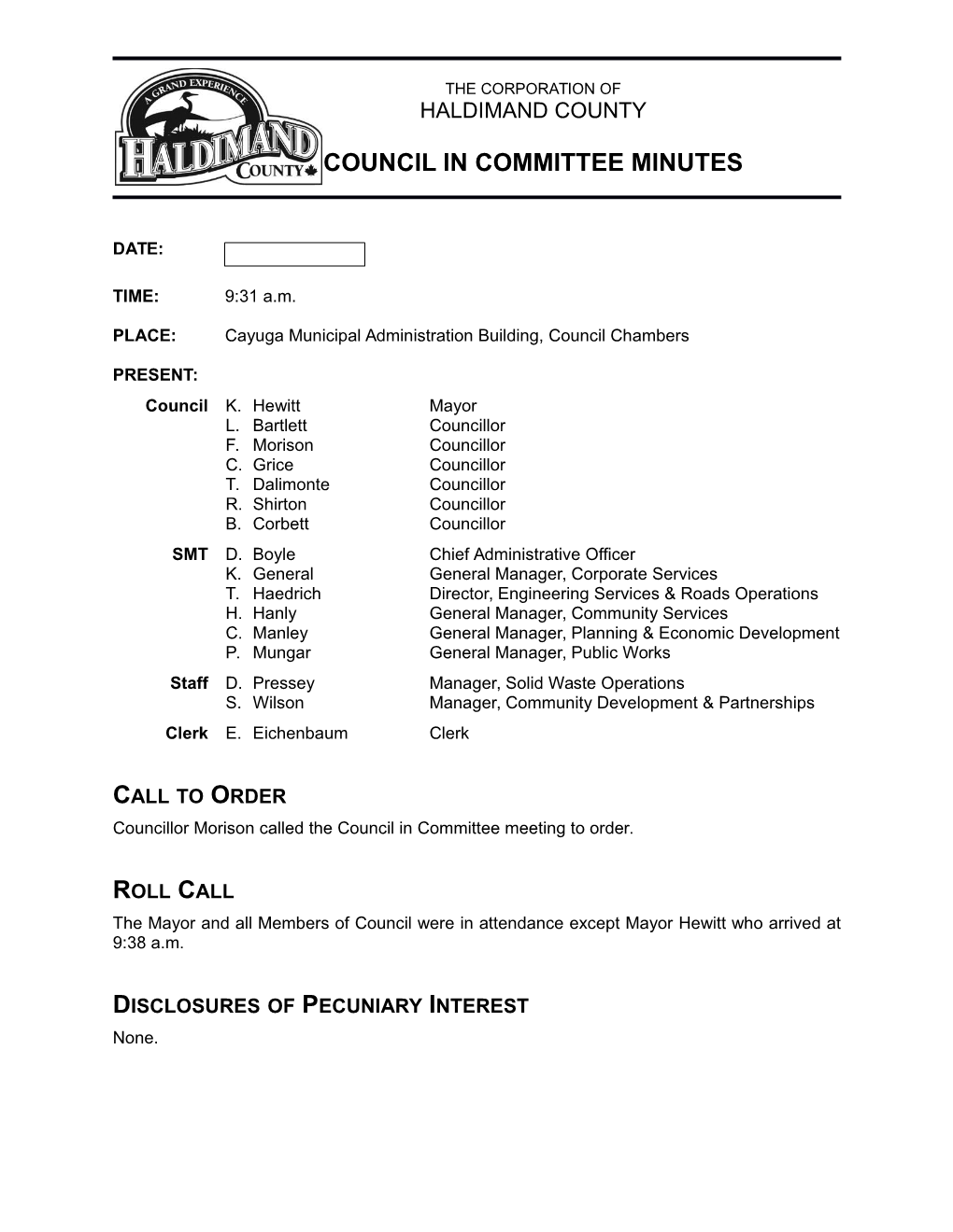 20161115 Council in Committee