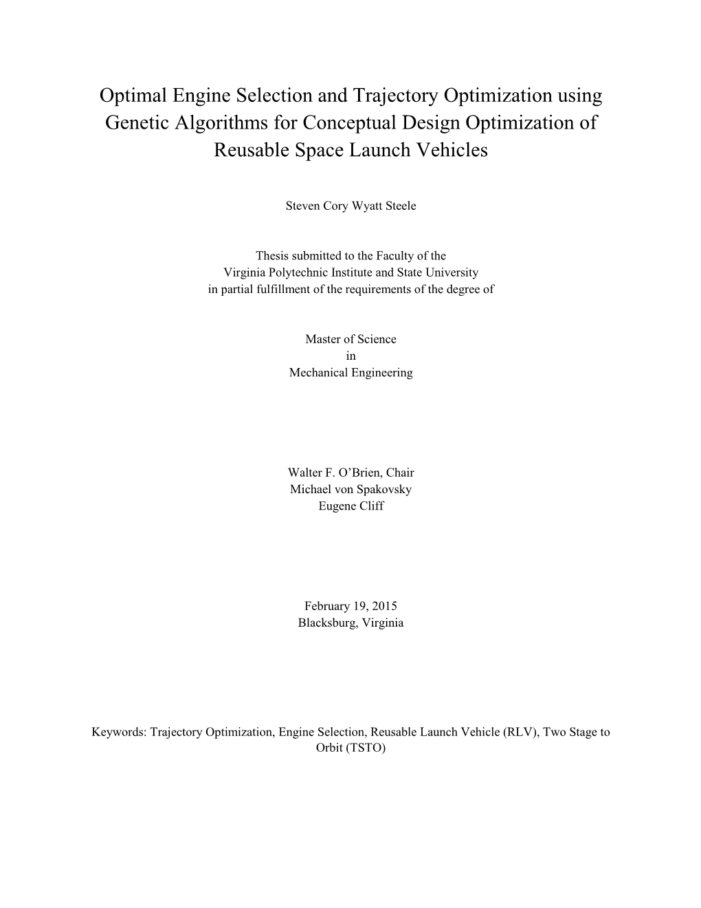 Optimal Engine Selection and Trajectory Optimization Using Genetic Algorithms for Conceptual Design Optimization of Reusable Space Launch Vehicles