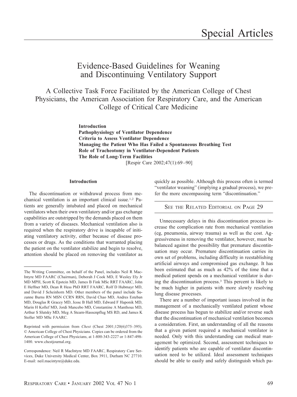 Weaning and Discontinuing Ventilatory Support (2002)