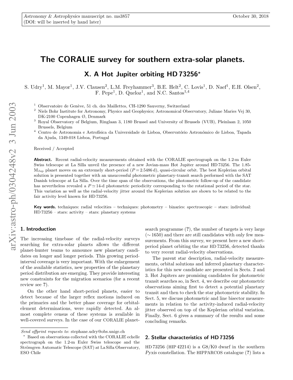 The CORALIE Survey for Southern Extra-Solar Planets. X. a Hot Jupiter