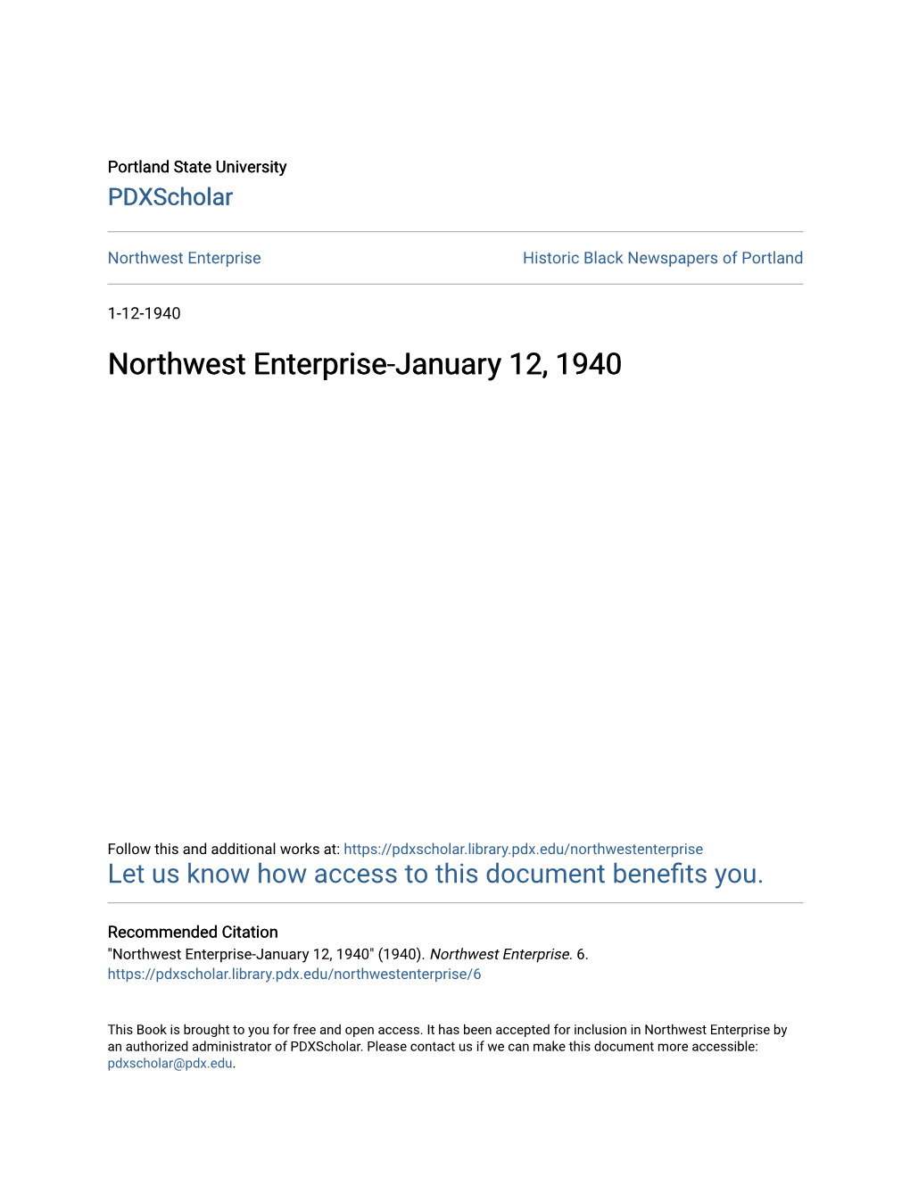 Northwest Enterprise-January 12, 1940