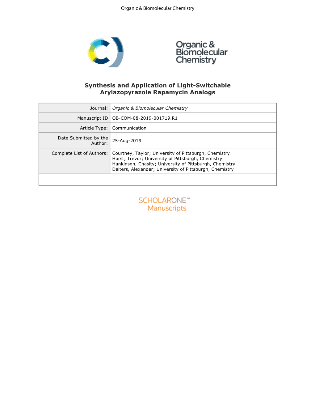 Synthesis and Application of Light-Switchable Arylazopyrazole Rapamycin Analogs