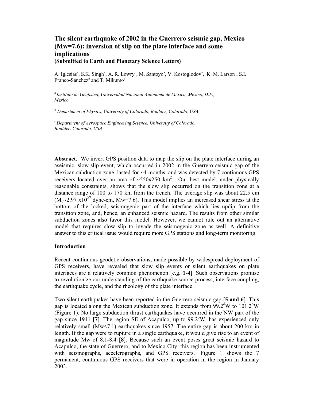 The Silent Earthquake of 2002 in the Guerrero Seismic Gap, Mexico