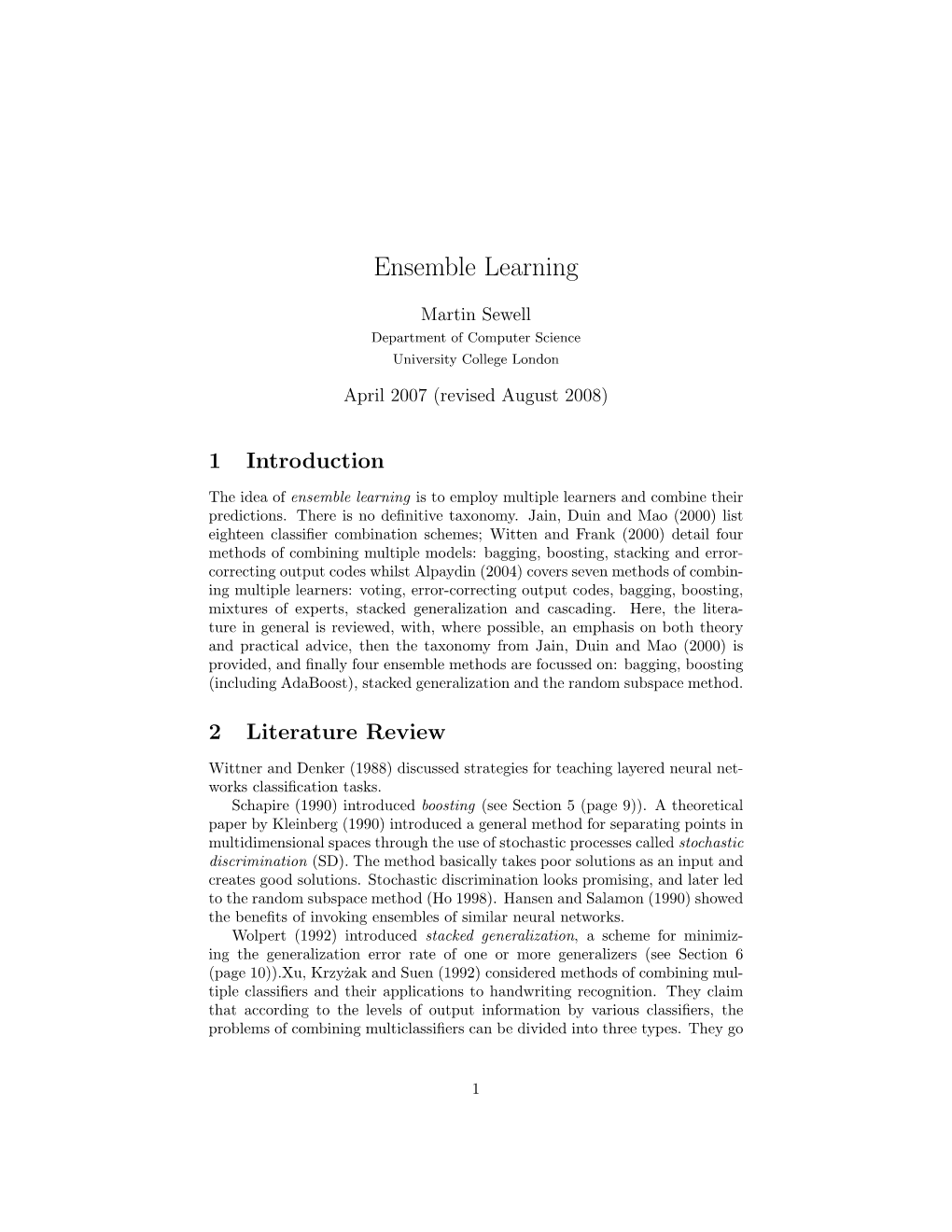 Ensemble Learning