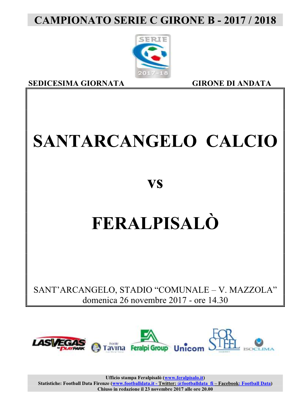 SANTARCANGELO CALCIO Vs FERALPISALÒ