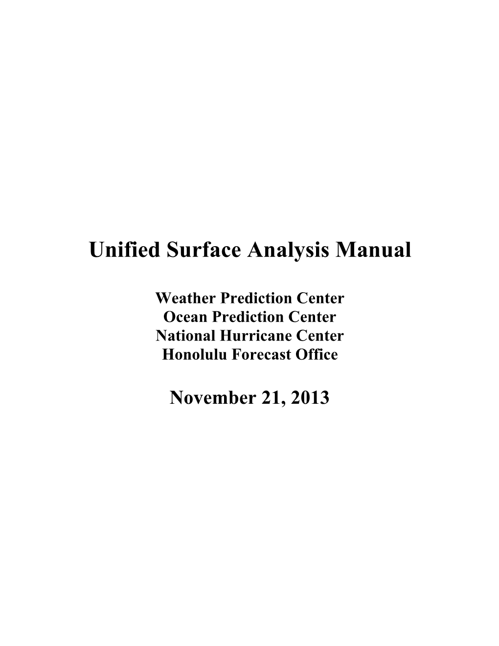 NWS Unified Surface Analysis Manual