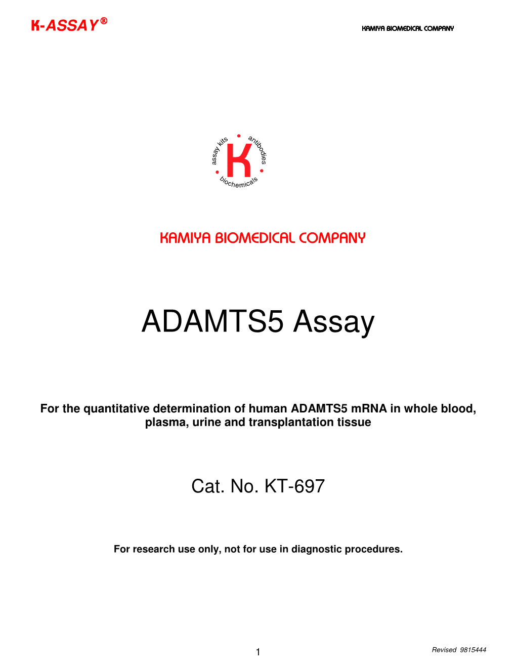 ADAMTS5 Assay, Human