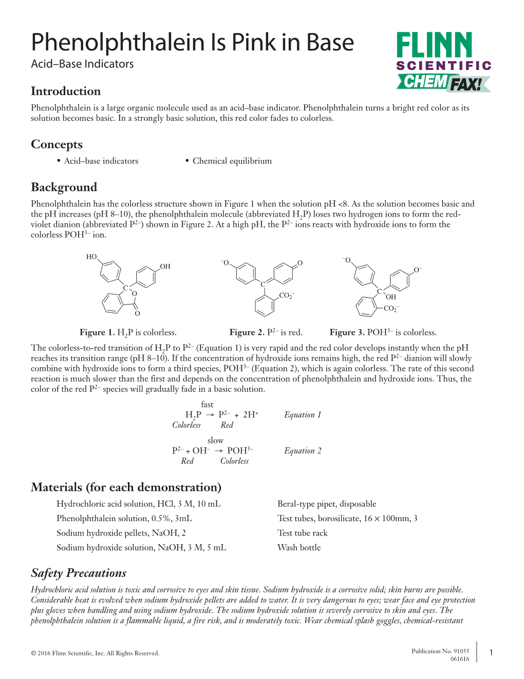 Phenolphthalein Is Pink in Base Acid–Base Indicators SCIENTIFIC