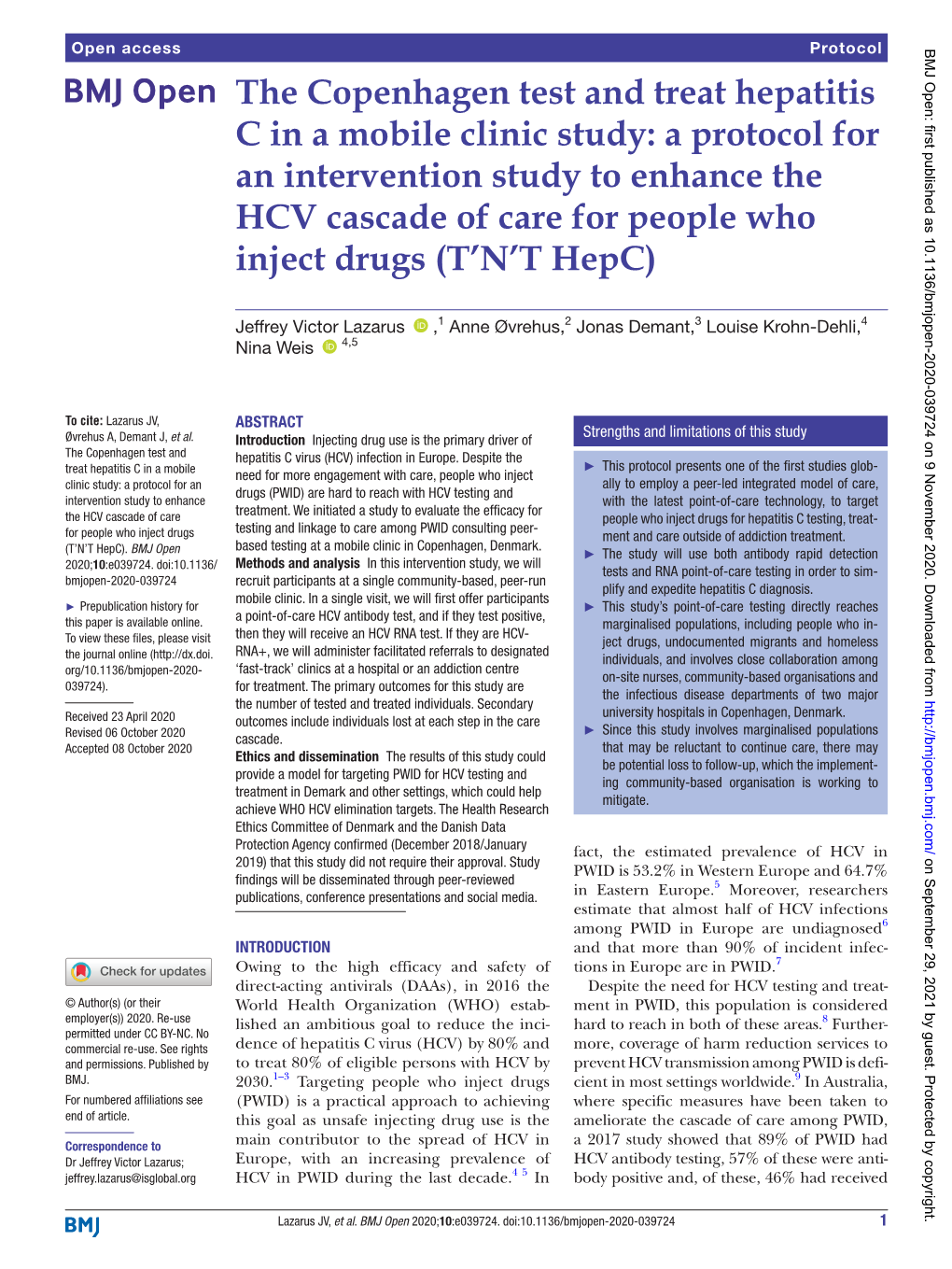 The Copenhagen Test and Treat Hepatitis C in a Mobile