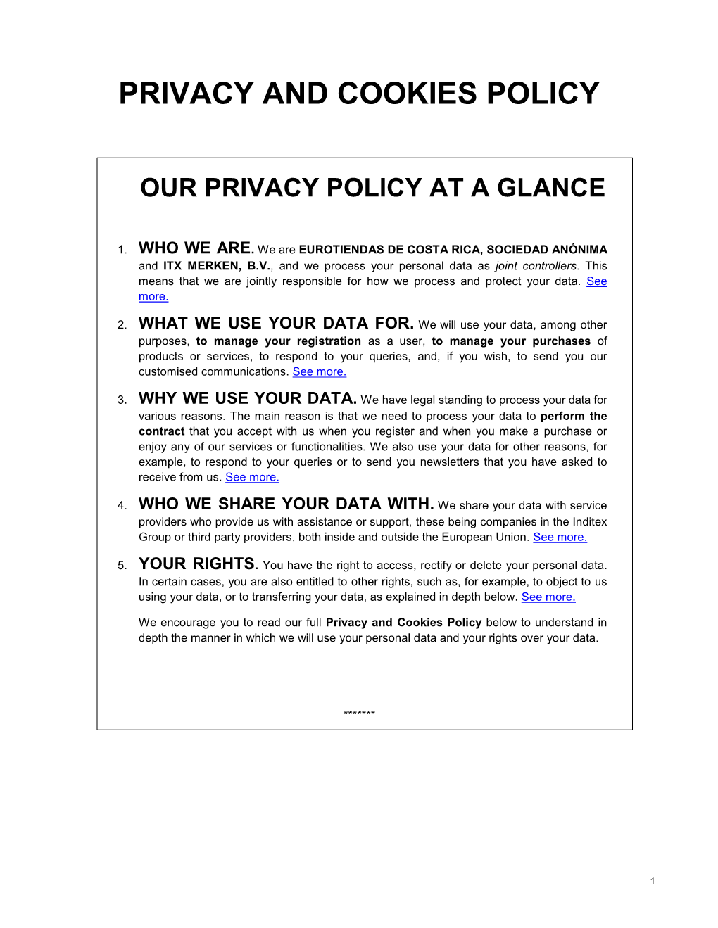 Privacy and Cookies Policy