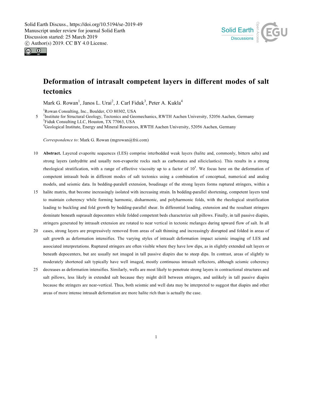 Deformation of Intrasalt Competent Layers in Different Modes of Salt Tectonics Mark G