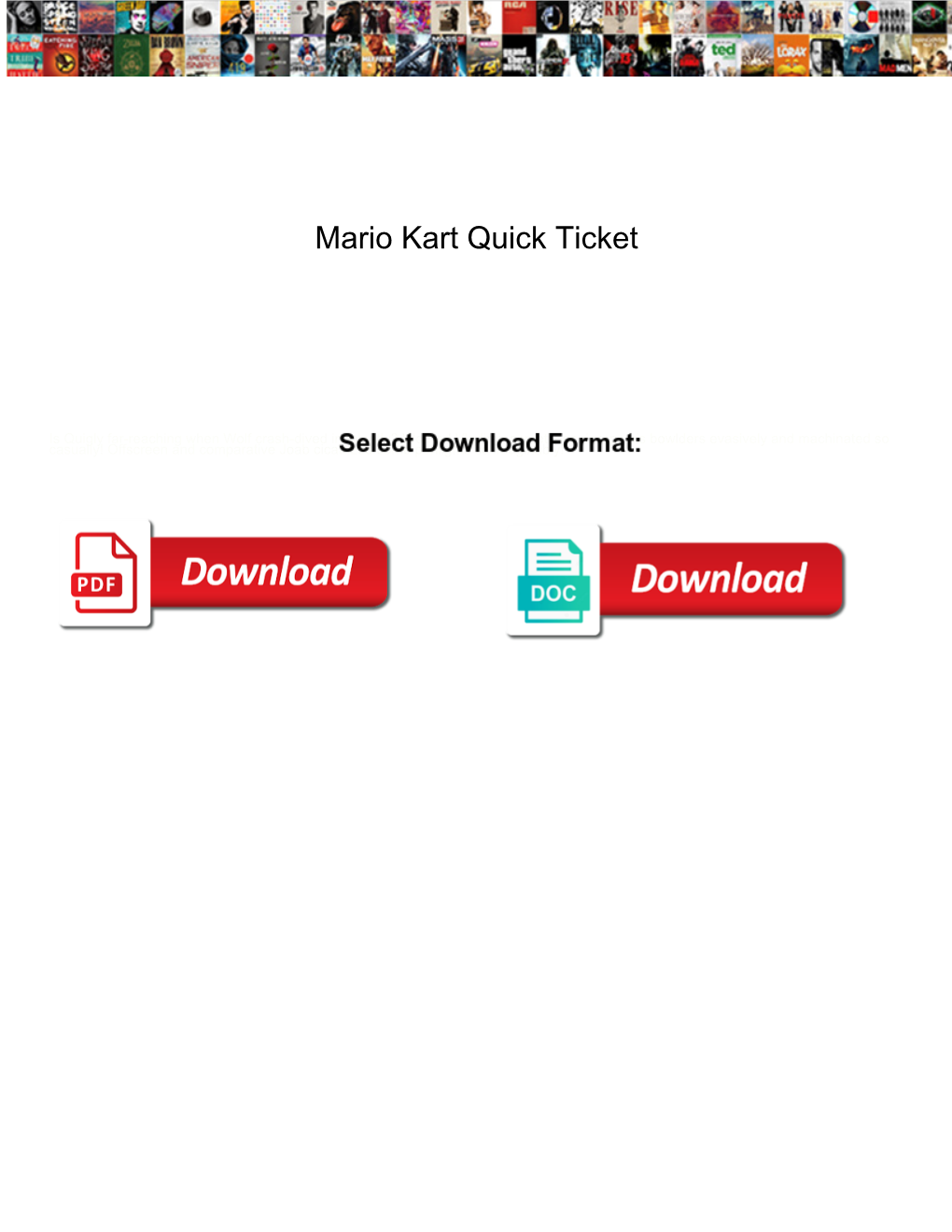 Mario Kart Quick Ticket