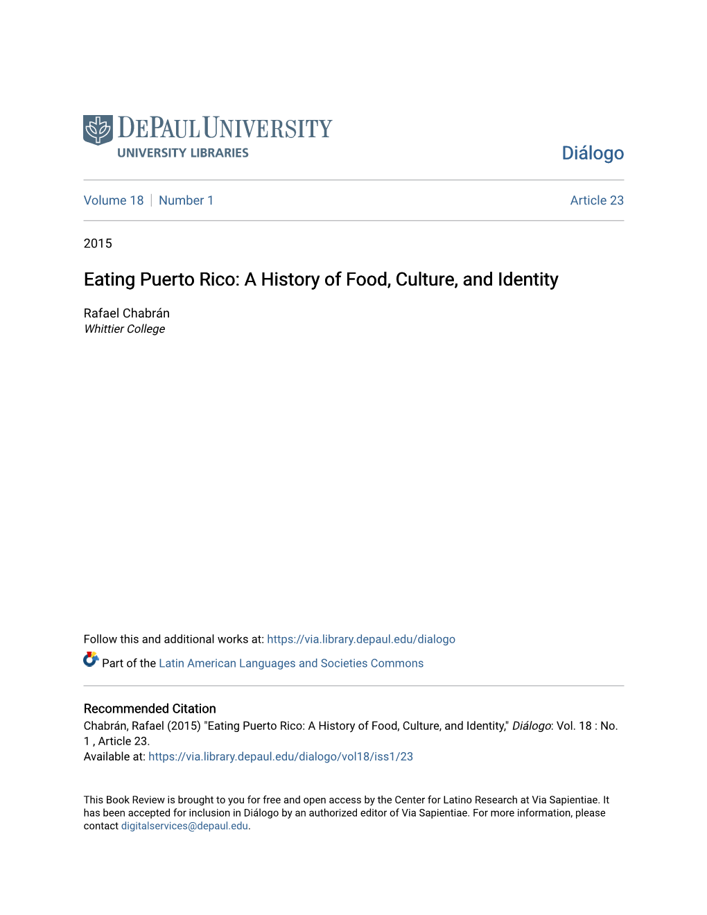 Eating Puerto Rico: a History of Food, Culture, and Identity