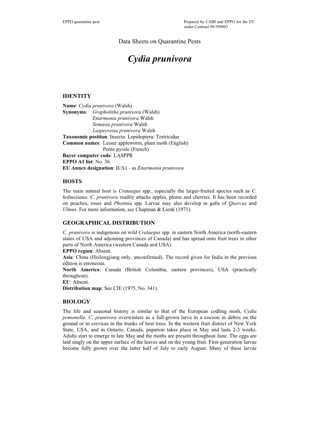 Data Sheets on Quarantine Pests