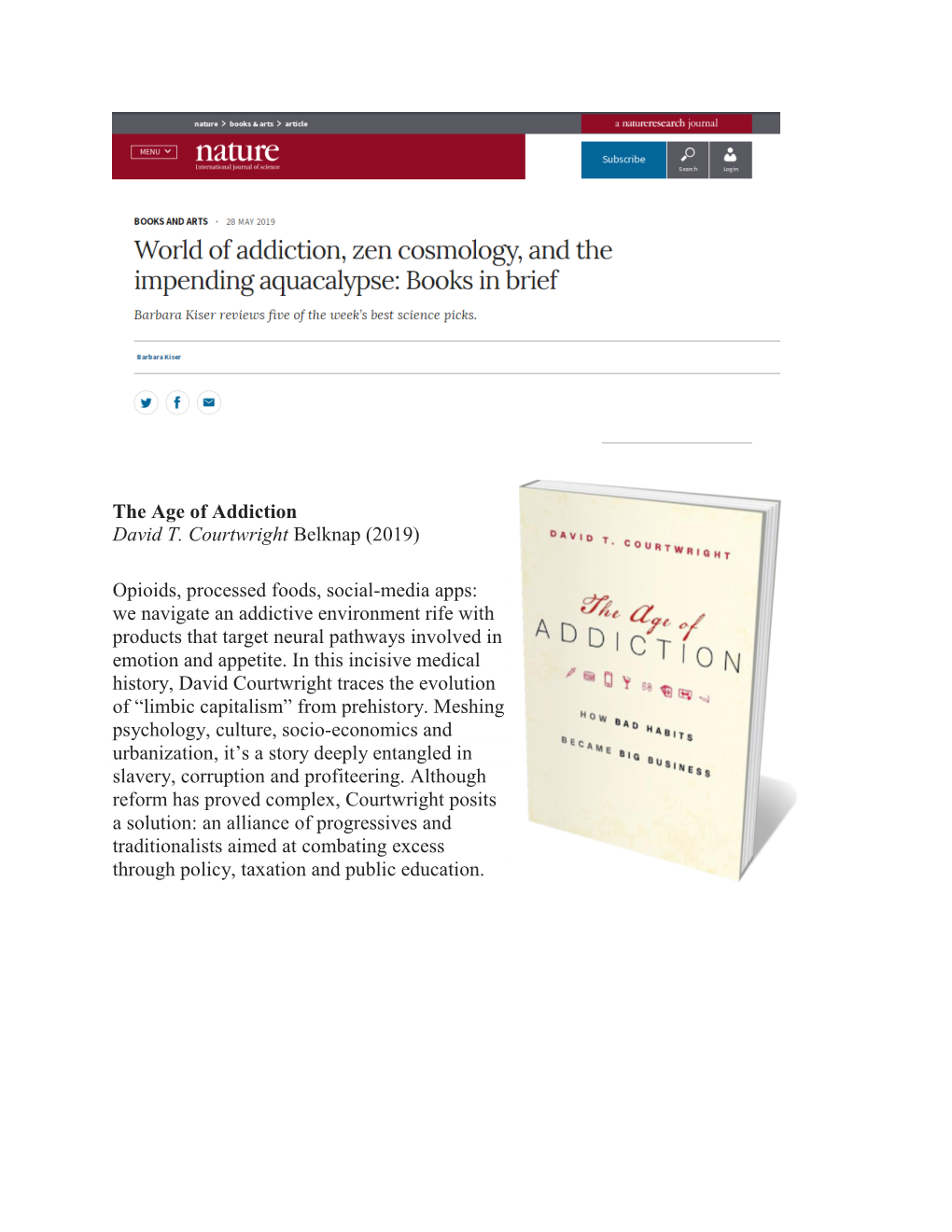 The Age of Addiction David T. Courtwright Belknap (2019) Opioids