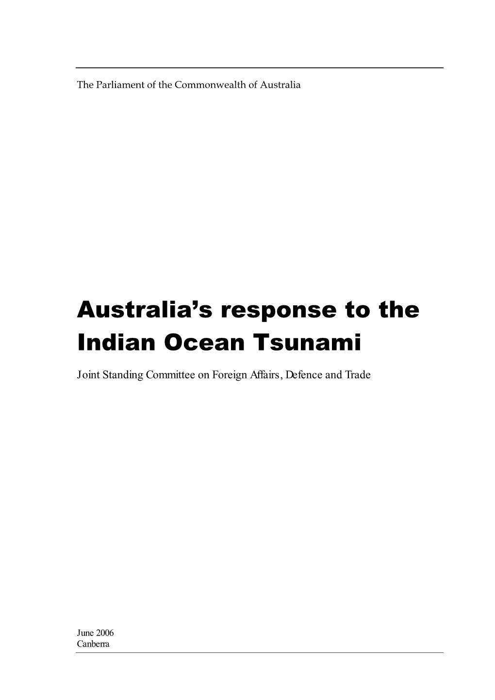 Full Report for Australia's Response to the Indian Ocean Tsunami