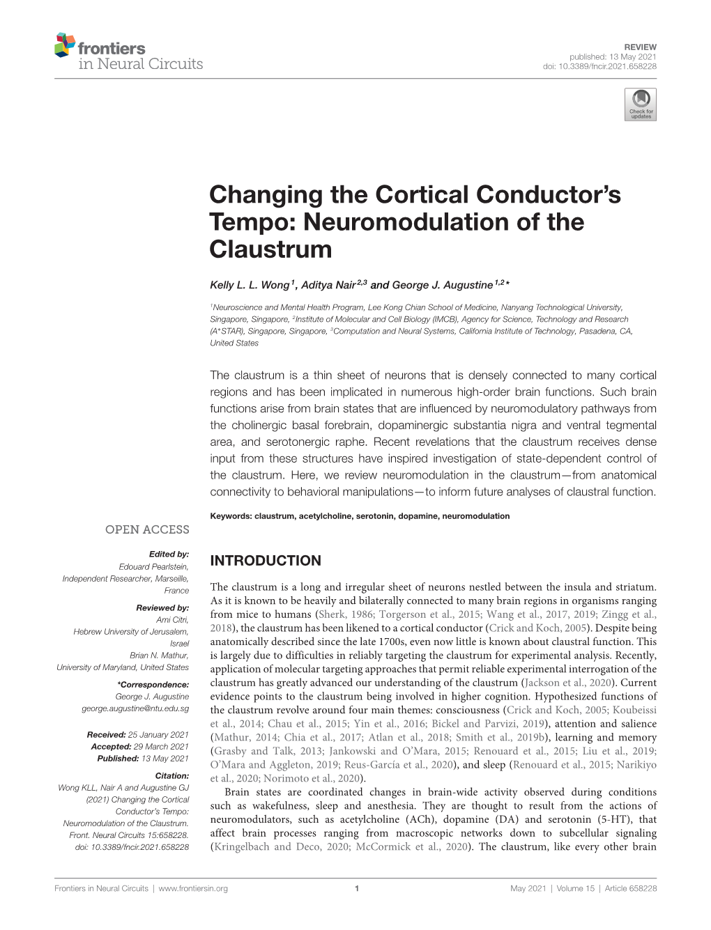 Changing the Cortical Conductor's Tempo: Neuromodulation of the Claustrum