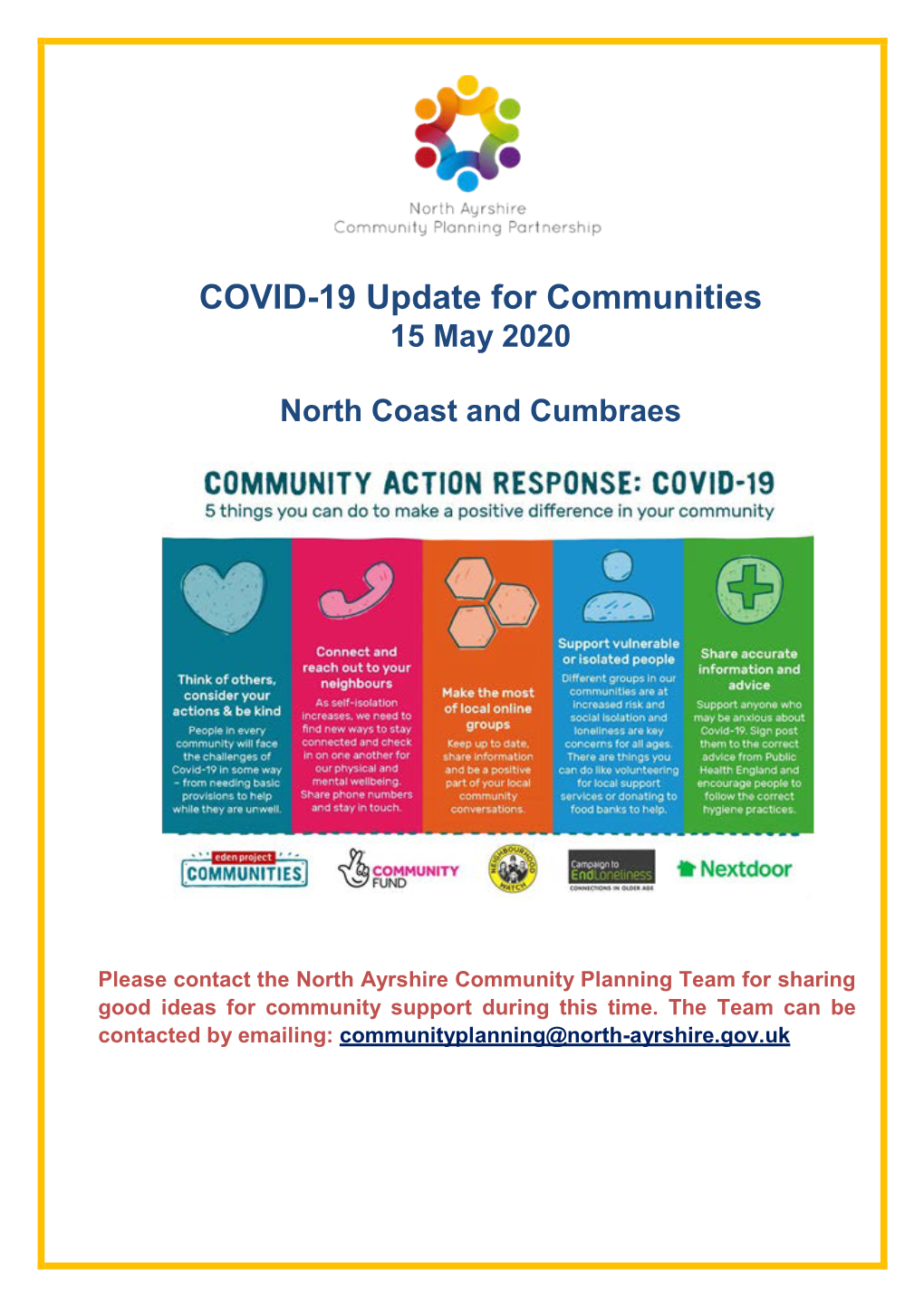 COVID-19 Update for Communities 15 May 2020