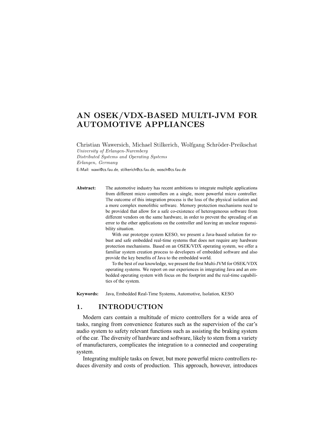 An OSEK/VDX-Based Multi-JVM for Automotive Appliances