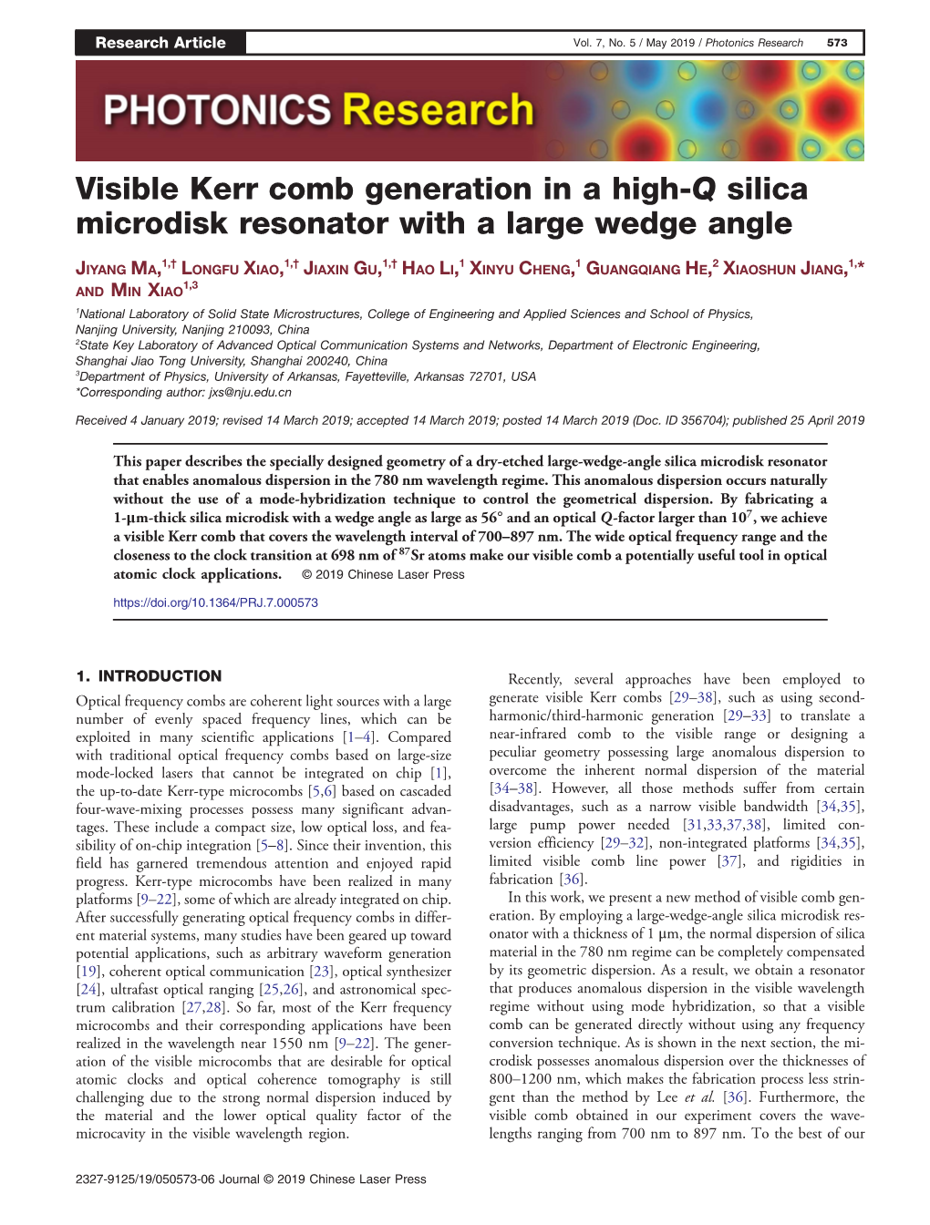 Visible Kerr Comb Generation in a High-Q Silica Microdisk Resonator with a Large Wedge Angle