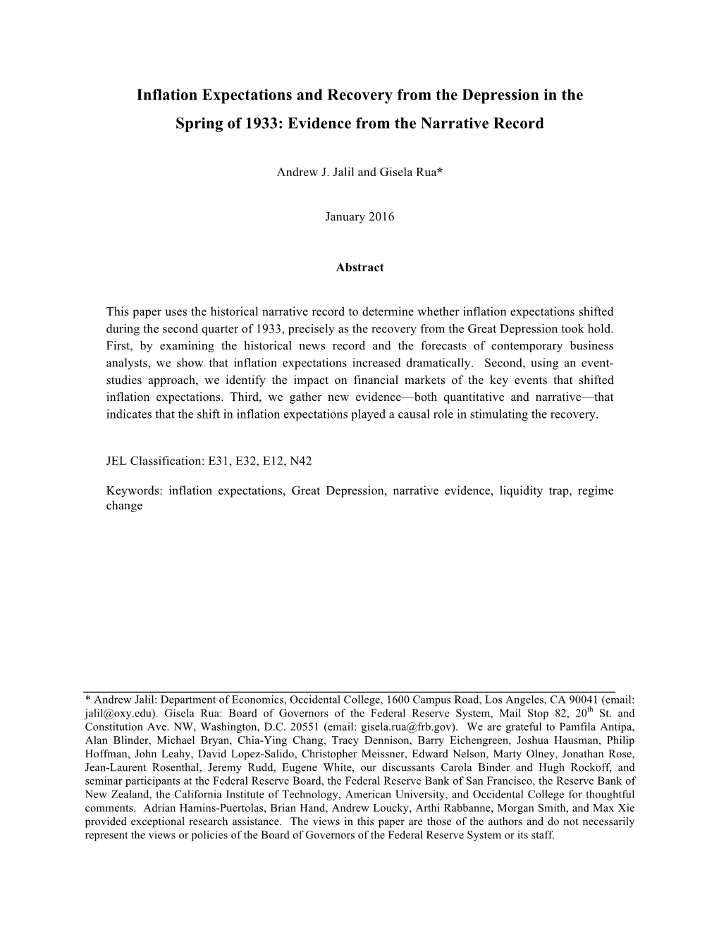 Inflation Expectations and Recovery from the Depression in the Spring of 1933: Evidence from the Narrative Record