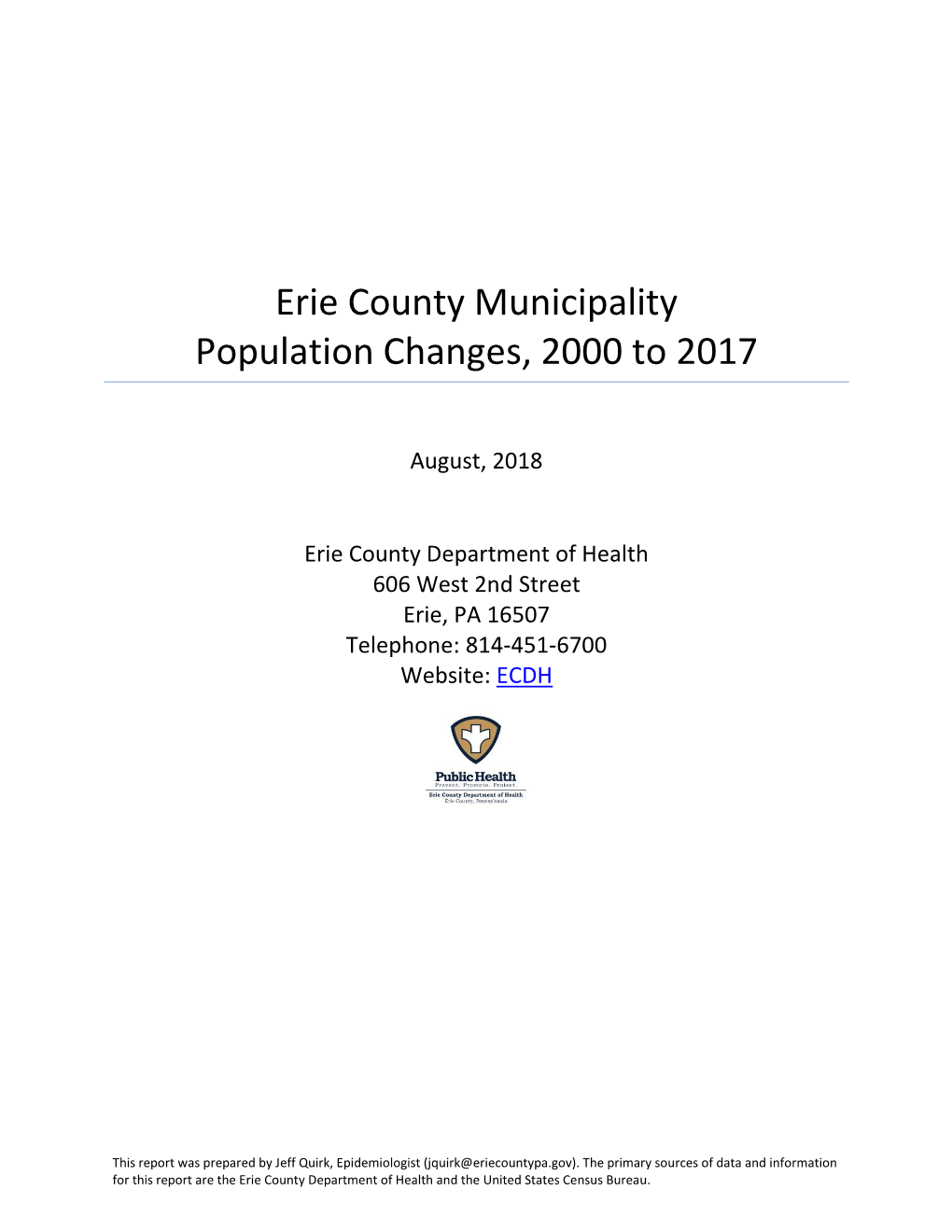 Erie County Municipality Population Changes, 2000 to 2017