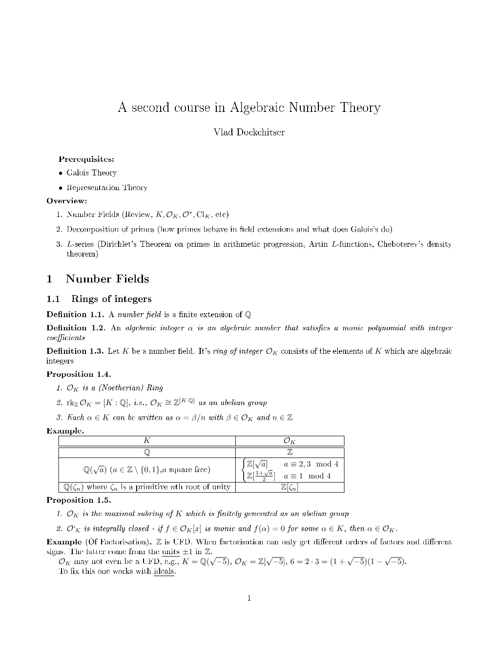 A Second Course in Algebraic Number Theory