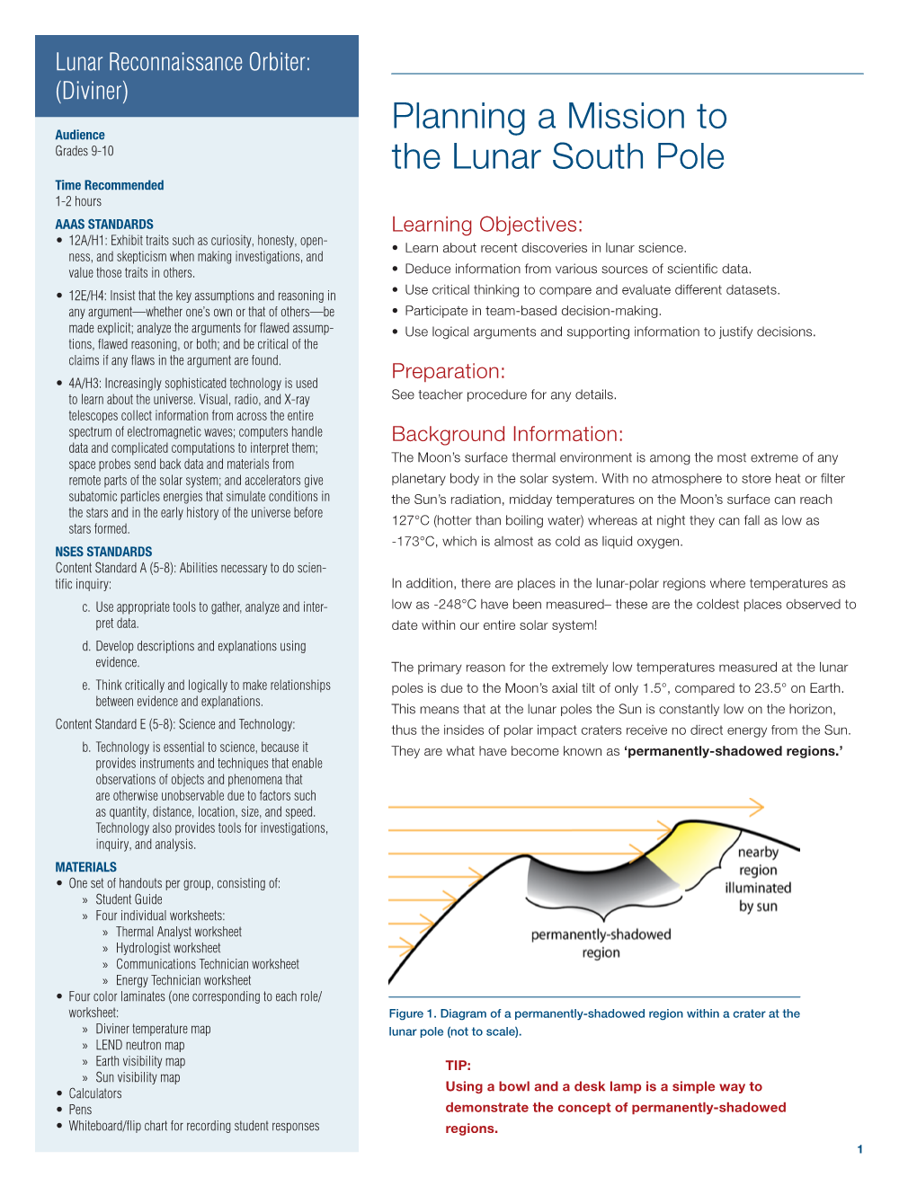 Planning a Mission to the Lunar South Pole