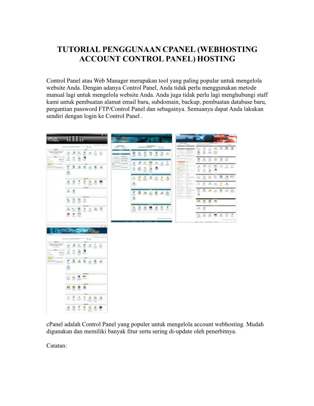 Tutorial Penggunaan Cpanel Hosting